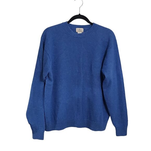 L.L. Bean Mens sweater L blue wool blend crew neck pullover - Picture 1 of 5